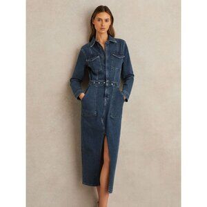 NWT Good American Denim Midi Dress in Dark Indigo Womens size XL